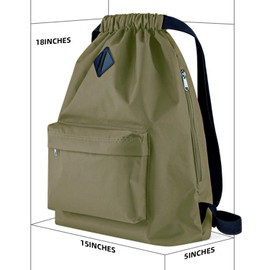 Vorspack Drawstring Backpack Water Resistant String Bag Sports Gym Sack with Side Pocket for Men Women