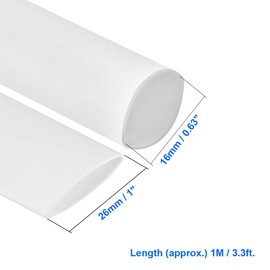 Unifizz Heat Shrink Tubing 16mm Dia 26mm Flat Width 2:1 Ratio Shrinkable Tube Cable Sleeve 1m - White
