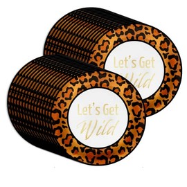 Leopard Print Party Supplies - Get Wild Party Plates - Large 9" Leopard Print Paper Plates (Let's Get Wild, 32 Piece)