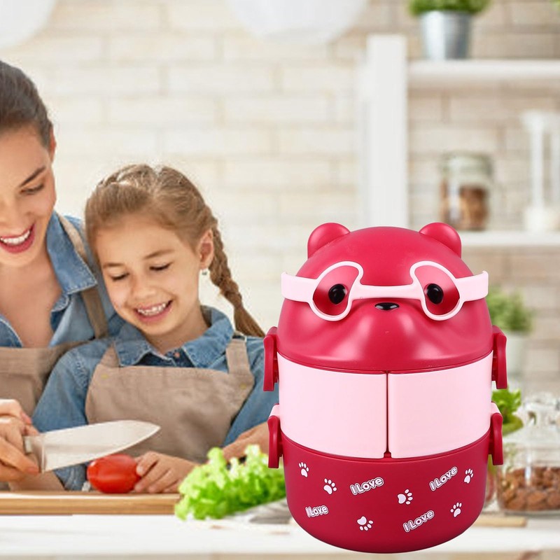 Portable Lunch Box, 2 Layer Containers for School, Work, Camping