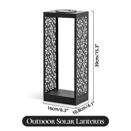 Staymoment Large Solar Lanterns Outdoor Waterproof: Black Metal Solar Lantern Lights for Patio Porch Yard, 15" Boho Decor Garden Decorative Gifts for Women Mom