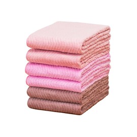 Teijin Frontier Ultra Soft Towel Face Towel, Set of 6, 13.4 x 35.4 inches (34 x 90 cm), Rose Set