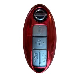 Kinotaka Nissan Car Smart Key Case for Serena New Serena C27 Serena C26 Serena C25/Teana/Tiida/Murano/Elgrand E52 Elgrand E51 Compatible with Both-Side Electric Sliding Doors TPU Key Cover, red