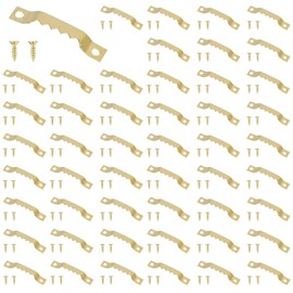 Pack of 50 Picture Hangers + 100 Screws, Hangers for Pictures Golden Beautiful Look, Picture Frame Hanger and Picture Hanger, Easy to Use, Picture Frame Hooks, Suitable for Wall Painting, etc.