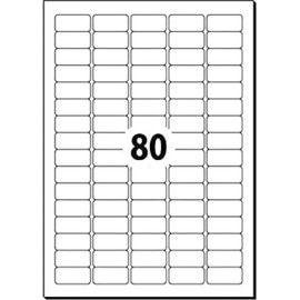 SIGEL LA203 Etiketten selbstklebend, bedruckbar, wieder rückstandsfrei ablösbar, weiß mini, 35,6 x 16,9 mm, 2000 Etiketten = 25 Blatt, abgerundet