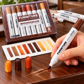 Furniture Touch Up Markers for Wood Scratch Repair – 12 Color Wood Grain Repair Pens for Furniture, Floors & Doors