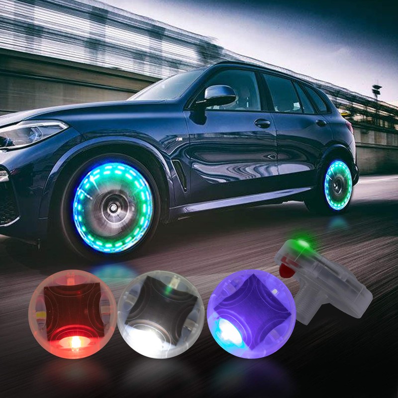 Car Tire Wheel Lights, 4Pcs Air Valve, Solar Valve Cap