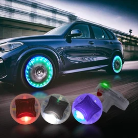 Car Tire Wheel Lights, 4Pcs Air Valve, Solar Valve Cap with Motion Sensors Colorful Flashing LED Light Gas Nozzle for Bicycle Motorcycles