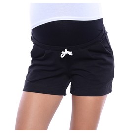 MijaCulture Kurze Umstandsshorts/Umstandshose mit Bauchband für Sommer 4091 (M / EU38, Schwarz)