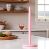 Pink Paper Towel Holder Countertop with 2 Hooks, Stainless Steel,