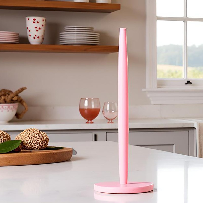 Pink Paper Towel Holder Countertop with 2 Hooks, Stainless Steel,