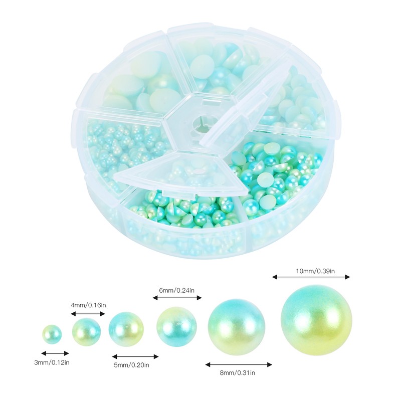 2Boxes Gradient Imitation Pearl Semicircular Nonporous Flat Back Decorative Accessories