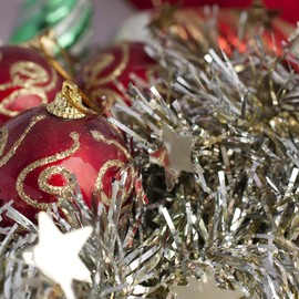 Lezevn 8 Pieces Christmas Star Tinsel Garland Decoration Xmas Tree Garland Tinsel Decoration (Gold, Silver)