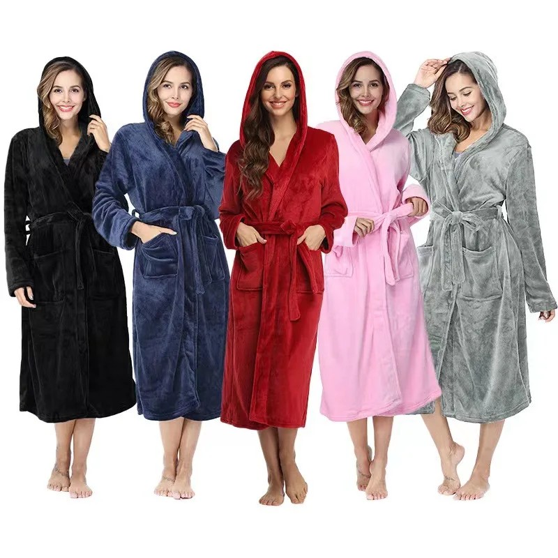 Local Stock Plush Oversize Winter Soft Warm Long Flannel Bathrobe