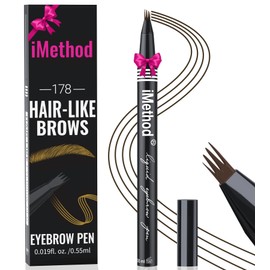 iMethod eyebrow pen - Microblading eyebrow pen, eyebrow pencil with a Micro 4-Fork Tip for Natural Hair-Like Brows, Long-Lasting Eye Brow Pencils for Women, Waterproof, Dark Brown