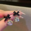 Aretes Brillantes De Moda Con Moño Incrustado De Diamantes