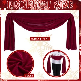 Glitinsel 6ft Christmas Velvet Garland Decor for Fireplace Vintage Burgundy Velvet Fabric Mantel Surround Decoration Xmas Indoor Decor for Holiday Fireplace, Door, Window and Porch