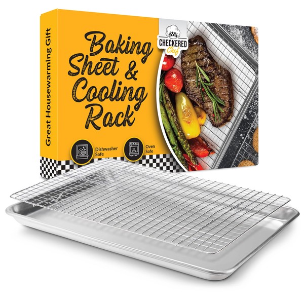 Checkered Chef Baking Sheet Pan and Cooling Rack - Half