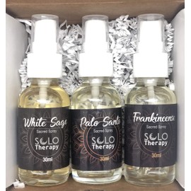 White Sage , Palo Santo & Frankincense Sacred Spray | 100% Concentrated Air Freshener | Smokeless Alternative for Smudging and Negative Energy | Aura and Reiki Crystal Protection Spray | Gift Set