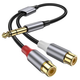 KAYQINHO 6.35mm to 2RCA Cable, 6.35mm 1/4" to 2 RCA Plug Audio Insert Cable, Gold Plated 1/4" Male to Dual RCA Female Y Splitter Adapter Cable for Guitar, Piano, Speaker