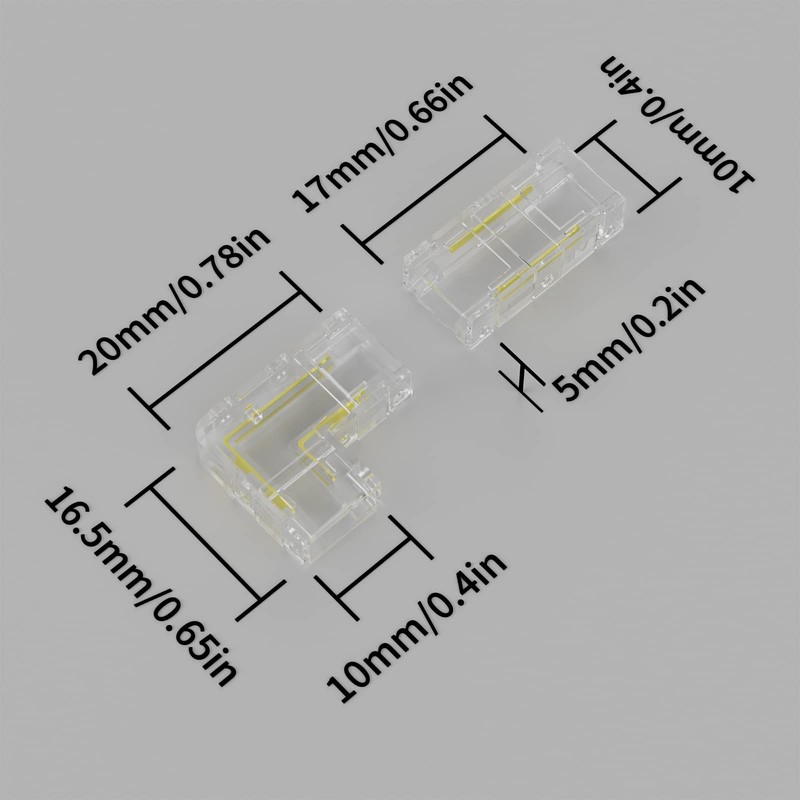 PAUTIX 8mm COB Connector 8pcs L-Shaped/Corner Connector,Unwired Clips Solderless Adapter