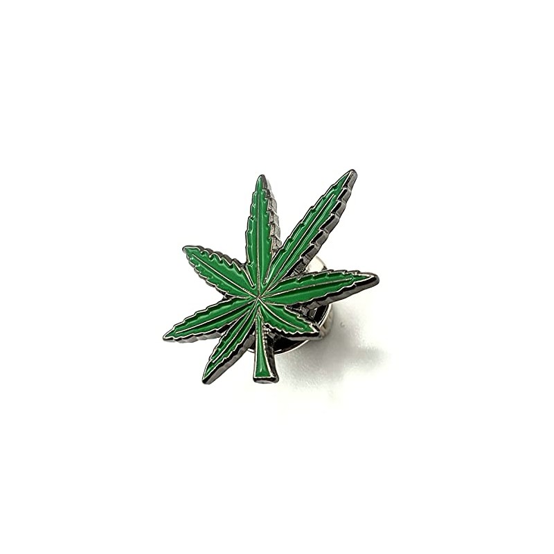 Green Weed Ganja Bong Marajuana Metal Pin Badge Leaf