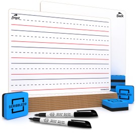 10 Pack Dry Erase Ruled Whiteboards l 9 X12 inch Lined White Board Lap Board - 10 Markers and Erasers Included (Double Sided Whiteboards )
