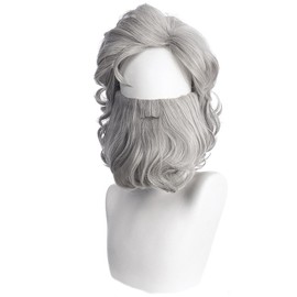 PENGXX Professional Santa Wig Beard Set Synthetic Fibre Grey Moustache Washable Unusual Jolly Clauses Christmas Costume