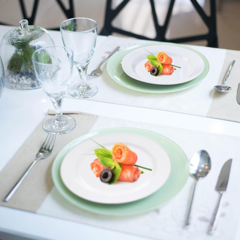 DoDoware 6pcs Melamine Salad Plates Set, 10in White Dinner Plate
