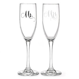 Hortense B. Hewitt Elegant Mr. and Mrs. Champagne Toasting Flutes, Set of 2