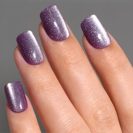 Lifextol 150pc Cat Eye Press on Nails Short Square Fake Nails Press ons Short Nail, Purple Acrylic Nail Glue on Square Stick Fingernail for Women Artificial False Fingernails with Adhesive Tabs