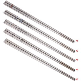 Fdit Stainless Steel Love Hearts Pattern Chopsticks, 1 Pair, Dishwasher Safe, 9.25 inches, Square, Floral Design, Food Grade 304
