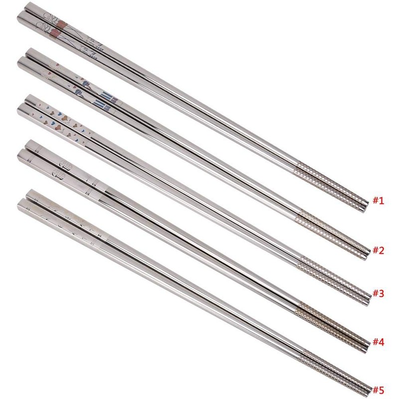 Fdit Stainless Steel Love Hearts Pattern Chopsticks, 1 Pair, Dishwasher