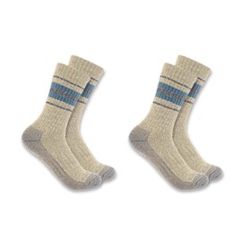 Carhartt Women's SC8212W Women's Heavyweight Synthetic-Wool Blend Crew Sock 2-P - Small - Oat Milk
