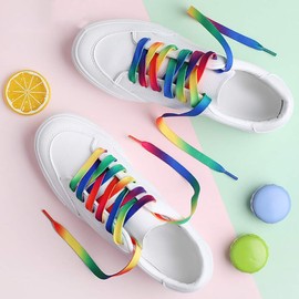 UUYYEO 10 Pairs 110cm Rainbow Shoelaces Colorful Flat Shoe Laces Sneaker Shoe Strings for Kids and Adults