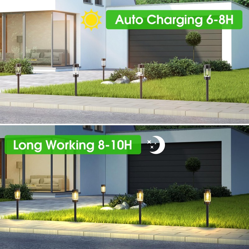 Eyrosa Solar Lights Outdoor, 12 Pack Waterproof Solar Landscape Lighting