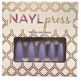Naylpress Press On Nails - Sassy | Purple Long Coffin Nails, Reusable | 12 Sizes, 24 Nail Set