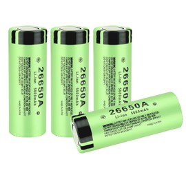 Svenirven 26650 Rechargeable Battery, 4Pcs 3.7V 5000mAh 26650 Lithium 26650 Flat Top Battery for flashlights, Power Tools and Other Equipment