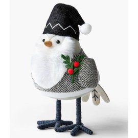 Featherly Friends - Wondershop Fabric Bird: Grey Feet: Black Hat with Holly: Iskall