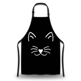 Olikked Chef Apron for Women Cat Face Mans Aprons for Kitchen Cooking Restaurant BBQ Painting Crafting 27” (W) x 31” (H), Waterproof Aprons