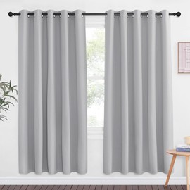NICETOWN Blackout Door Curtain Drape for Night Shift - Thermal Insulated Solid Grommet Room Darkening Privacy Window Treatment for Living Room (1 Piece, W66 x L72, Silver Grey)
