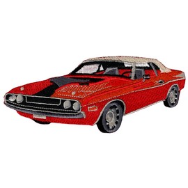 Red Muscle Car Patch Embroidered Iron-On Automobile Applique