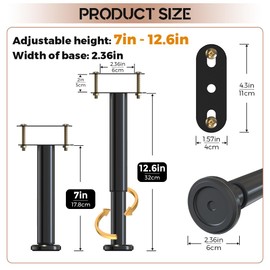 YUEYIN Under Bed Metal Support Legs, Adjustable Height Bed Frame Support Leg, Bed Slat Support Leg for Heavy Duty/Wooden/King/Queen Bed Frame (7"-12.6" (4pcs))