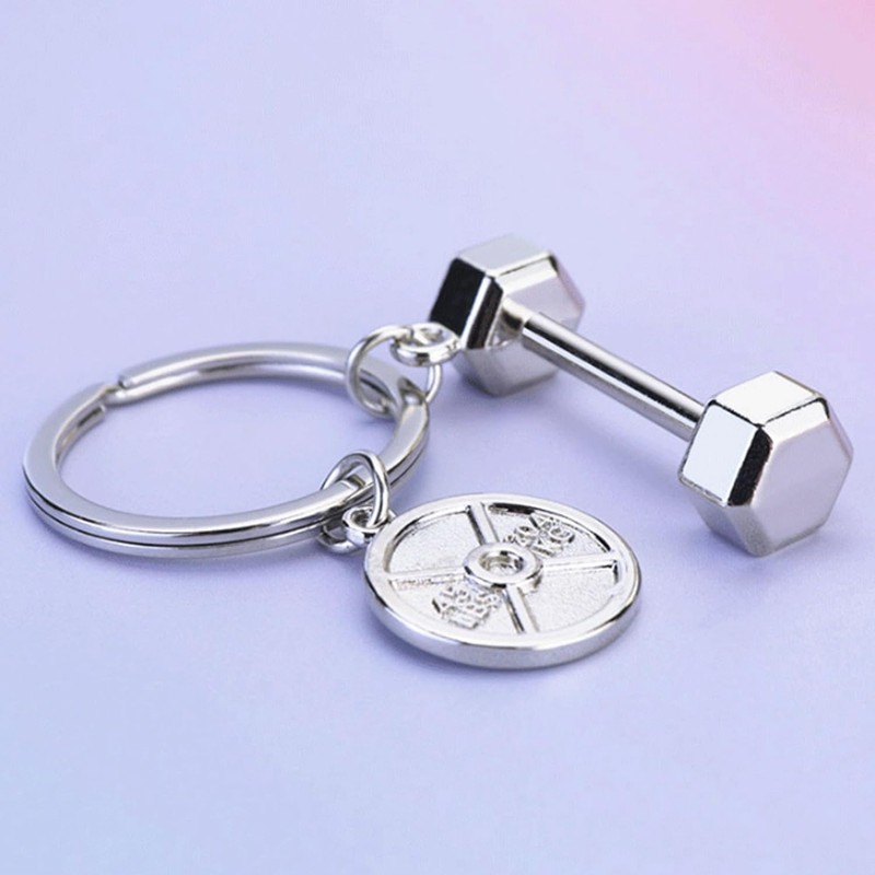 Roar Dumbbell and Weight Plate Keyring Gift for Fitness Lovers