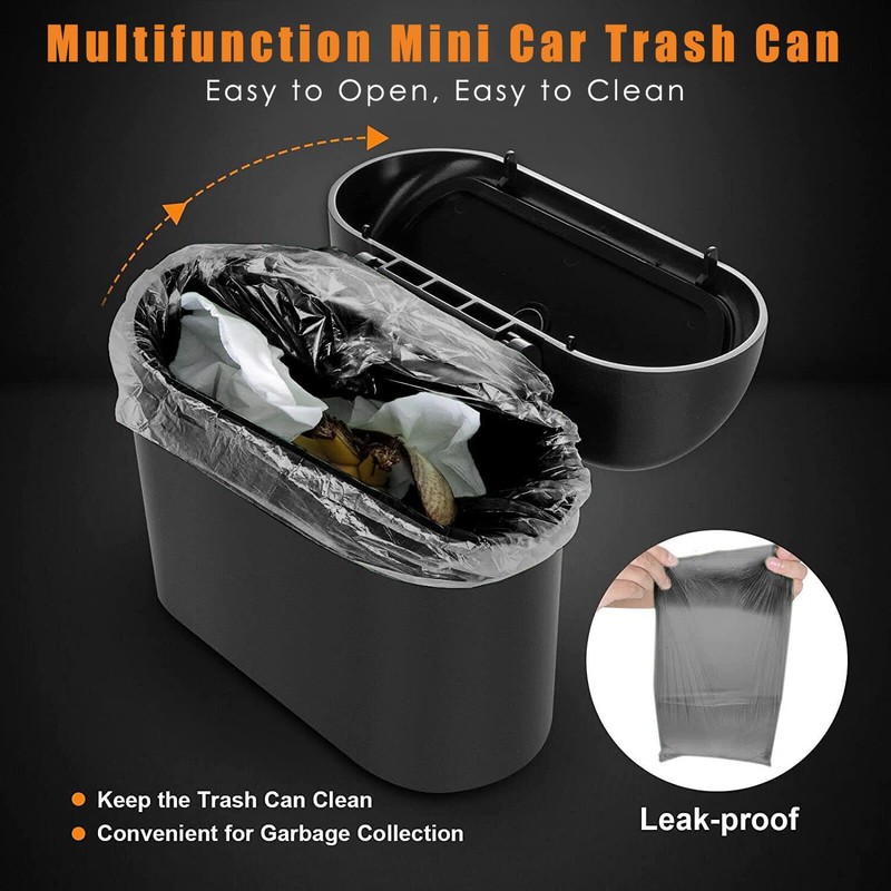 2-Pack Car Trash Can With Lid, Hanging Mini Vehicle Bin,