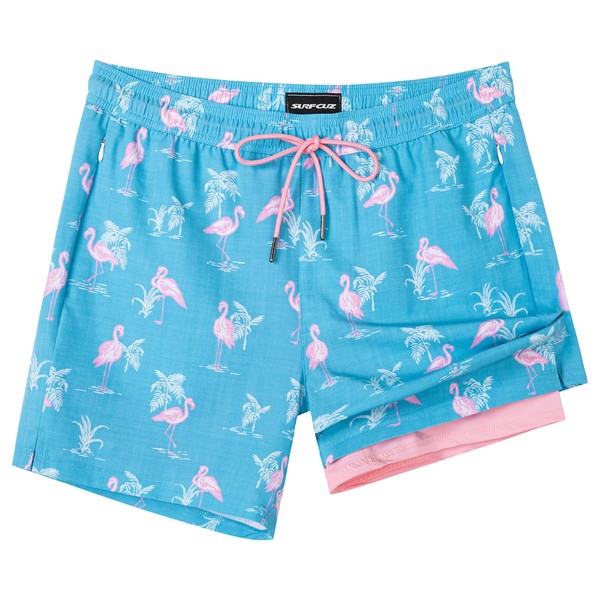 SURF CUZ Mens Swim Trunks with Compression Liner Mens Swimming