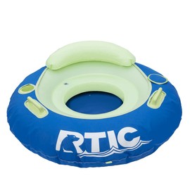 RTIC Tough River Tube, Blue Marlin, Inflatable Water Raft with Heavy-Duty Handles, Drink Holder, and Backrest, Great for Pools, Lakes, Rivers