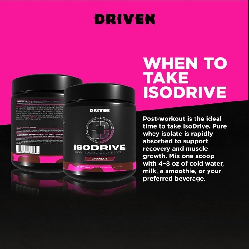 Driven Nutrition ISODRIVE Premium Whey Isolate (1lb, Chocolate)