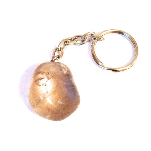 Smokey Quartz Tumblestone Keyring - Healing Stone - Serenity, Calmness,