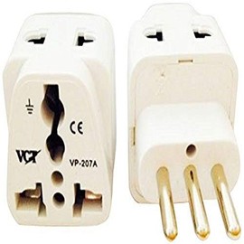 Vct Vct Vp207A/W Type"L" Usa To Italy Travel Plug Adapter 2Outlet Universal Adaptor, White